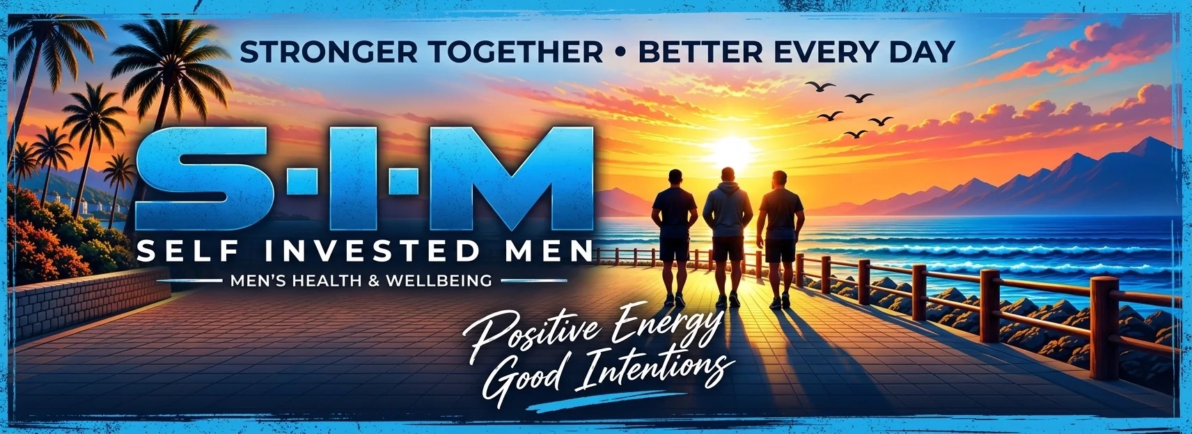 Self Invested Men. Stronger together, better every day. Men's health and wellbeing. Positive energy, good intentions.